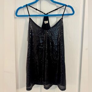 NWT Grace Karin Black Sequin Cami Top MEDIUM sparkly holiday